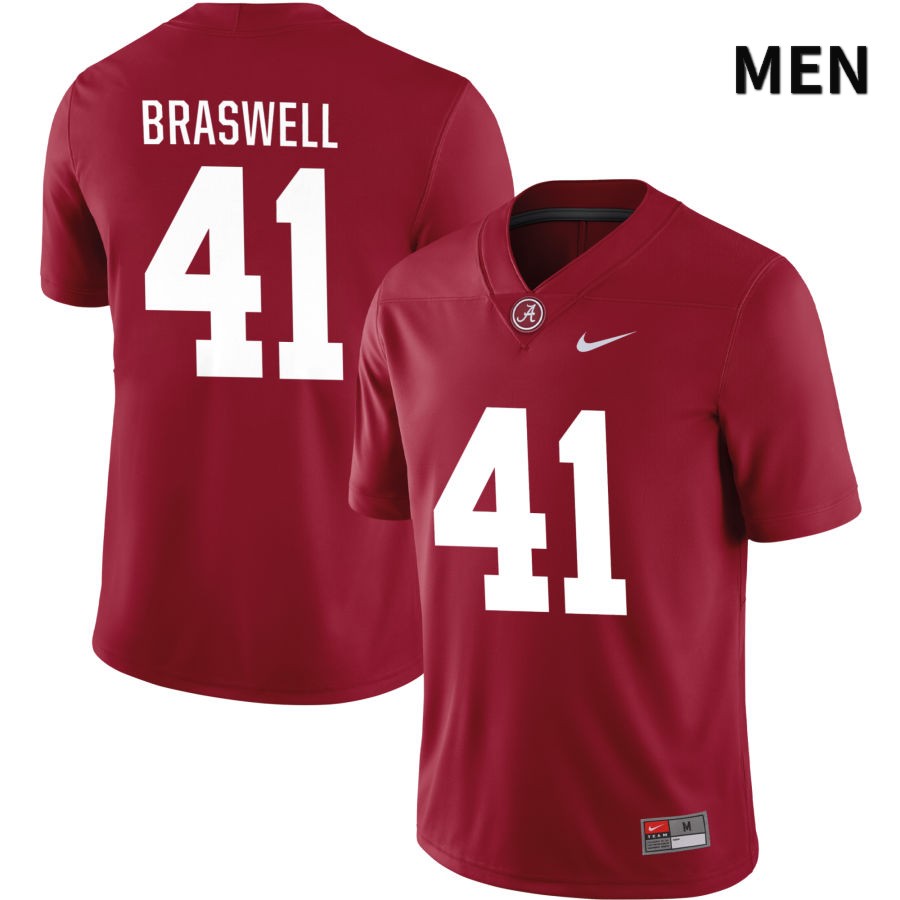 Alabama Crimson Tide Men's Chris Braswell #41 NIL Crimson 2022 NCAA Authentic Stitched College Football Jersey NY16G48ON
